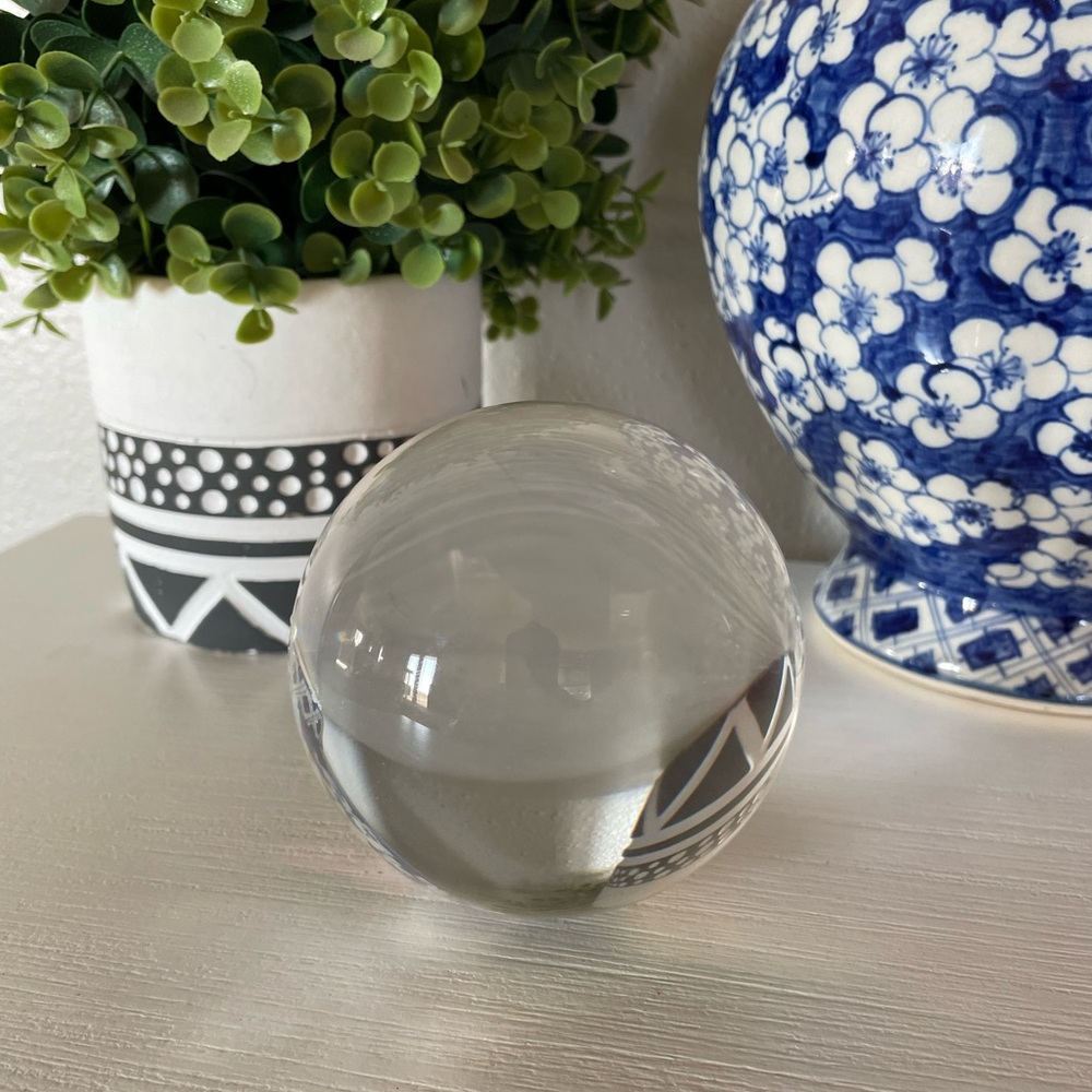 Vintage heavy round Glass Sphere CRYSTAL BALL 4”x4”
